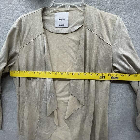 Mango Suit Blazer Cardigan Jacket Beige Faux Suede Women’s Small - Picture 6 of 8